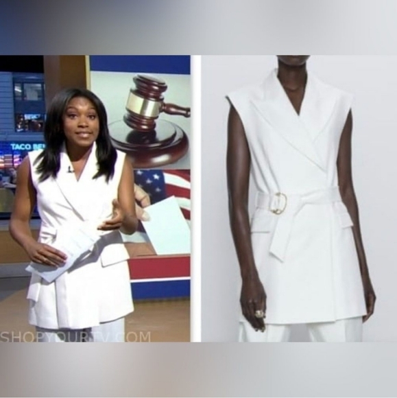 ZARA Long V-neck white vest dress with belt size L - Picture 5 of 14